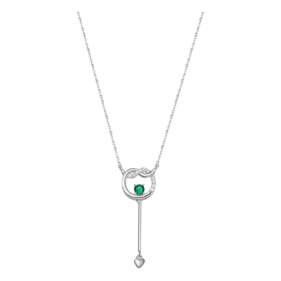 Silver necklace with green stones